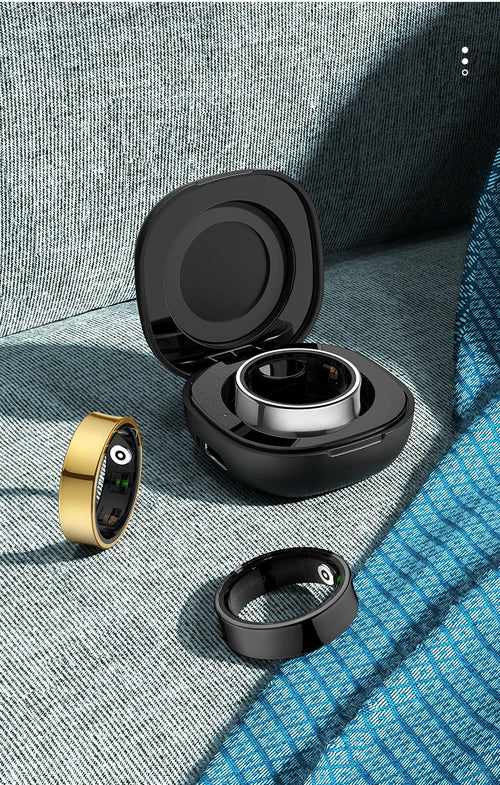 R09 Smart Ring Men Women with Charging Case,Heart Rate Blood Oxygen,Skin Temperature Monitor,5Atm Waterproof for Android Ios
